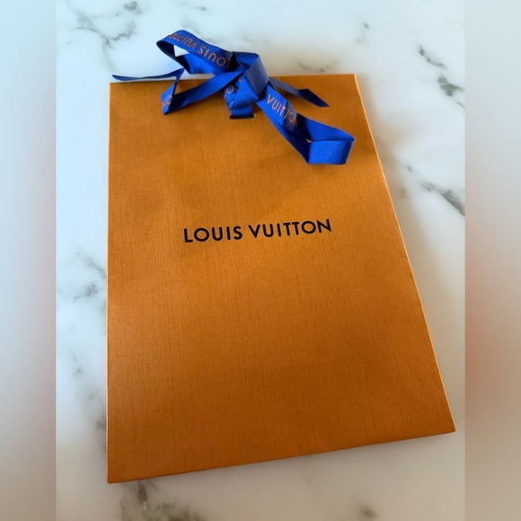 Louis Vuitton Orange Gift Bag with Blue Ribbon - Picture 2 of 5